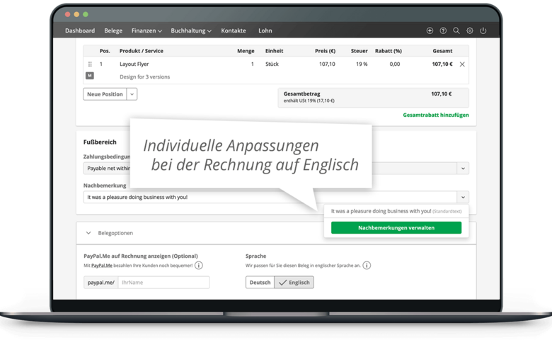 Beitragsbild zur Rechnung auf Englisch schreiben.