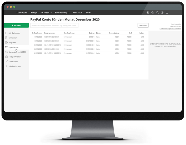Bild zur Buchungsübersicht.