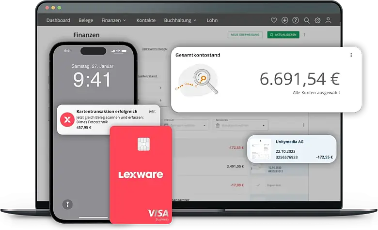 Lexware office funktionen geschaeftskonto datev screen integrierte buchhaltung