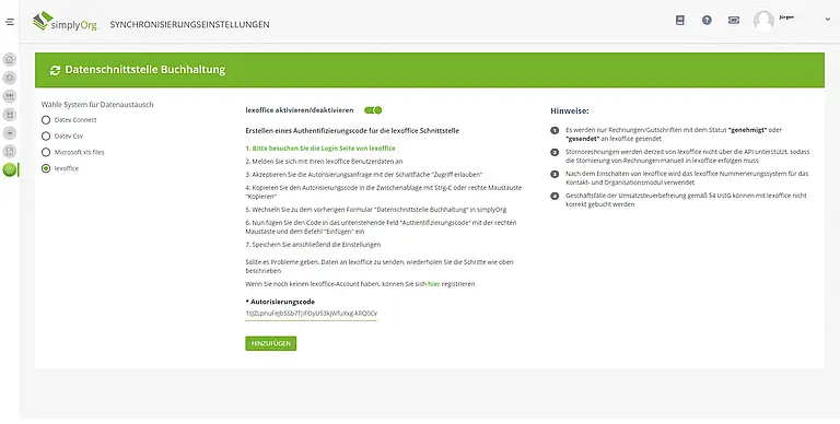 Screenshot simplyorg