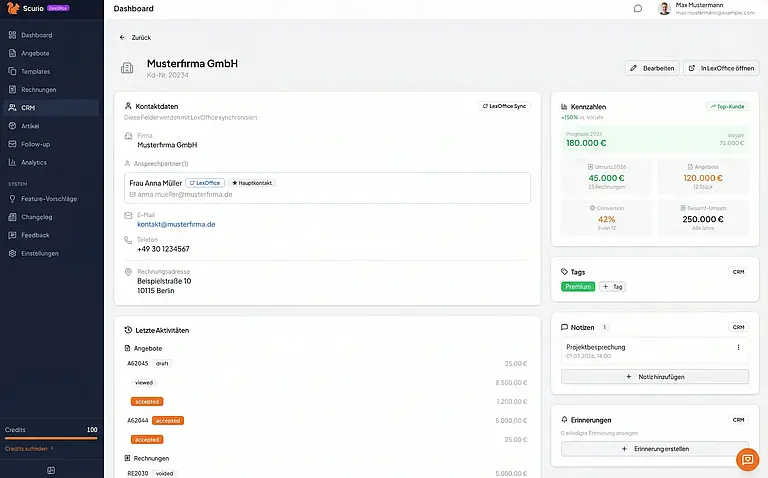 Screenshot partner scurio 002 lexwareoffice rechnungsprogramm buchhaltungssoftware