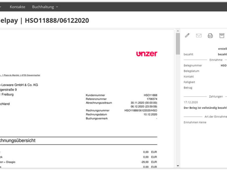 Bild zur Buchungsübersicht.