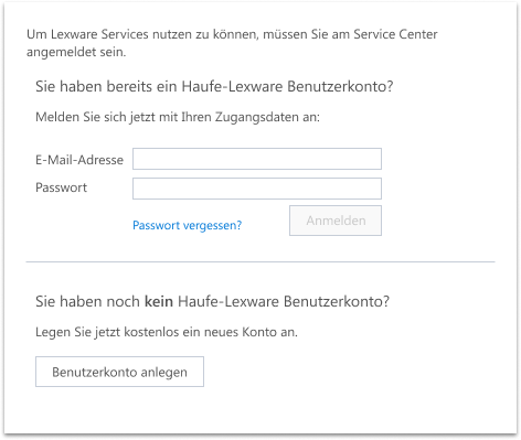 Screenshot Benutzerkonto meldecenter